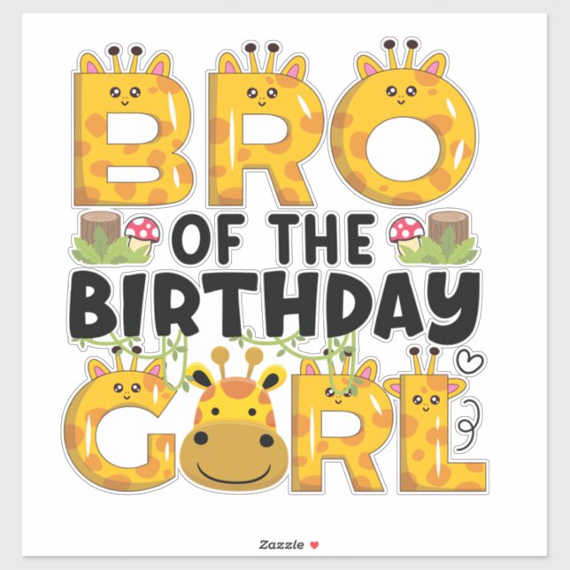 Brother 1st Birthday Girl Giraffe Theme Party Zoo  (Sheet)
