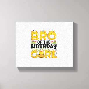 Brother 1st Birthday Girl Giraffe Theme Party Zoo  Canvas Print