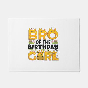 Brother 1st Birthday Girl Giraffe Theme Party Zoo Doormat