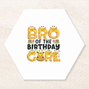 Brother 1st Birthday Girl Giraffe Theme Party Zoo  Paper Coaster