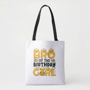 Brother 1st Birthday Girl Giraffe Theme Party Zoo Tote Bag