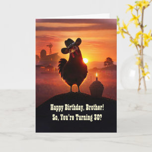 Brother 30th Birthday Cute Chicken Funny Card