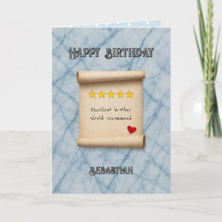 Brother 5 star review blue birthday card