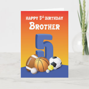Brother 5th Birthday Sports Balls Card
