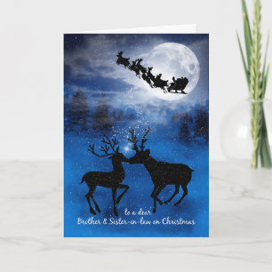 Brother and his Wife Kissing Reindeer Christmas Holiday Card