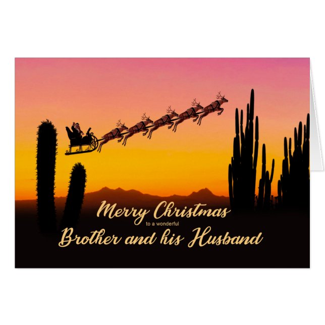 Brother and Husband Christmas Santa Over Desert (Front Horizontal)