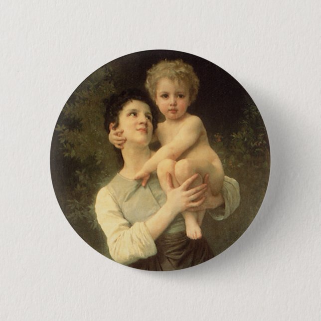 Brother and Sister by William Adolphe Bouguereau 6 Cm Round Badge (Front)