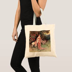 Brother and sister Grimm Fawn illustration Tote Bag