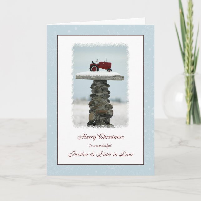 Brother and Sister in Law Christmas Tractor Holiday Card (Front)