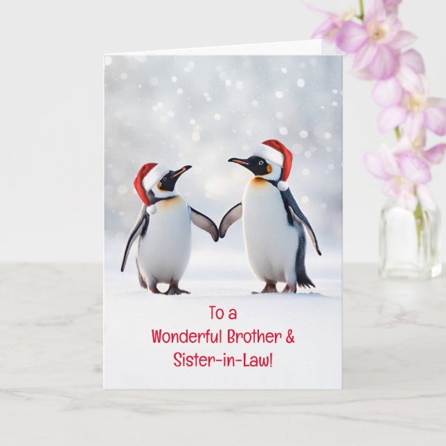 Brother and Sister in Law Cute Christmas Holiday Card (Orchid)