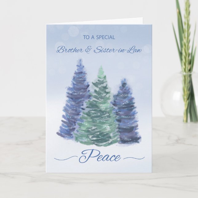 Brother and Sister in Law Holiday Peace Evergreen Card (Front)