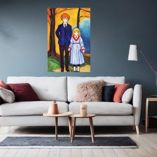 Brother and sister in the forest   AI Art Poster