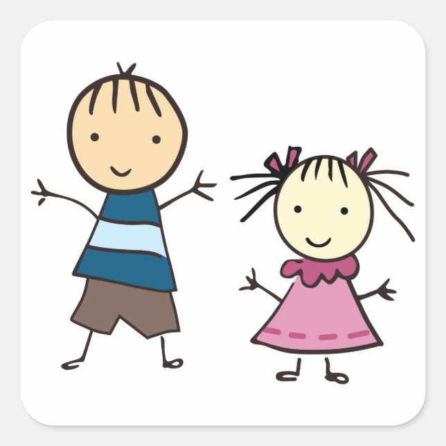 Brother And Sister Square Sticker (Front)