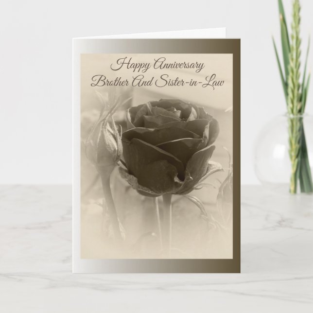 Brother And Wife Wedding Anniversary Card Rosebud (Front)