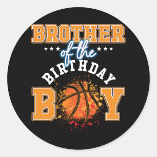Brother Basketball Birthday Boy Family Baller Bday Classic Round Sticker