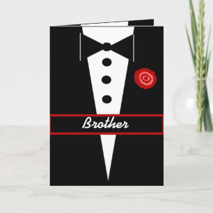 BROTHER Be My Groomsman Card with Tux and Rose