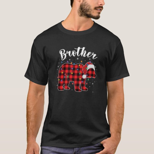 Brother Bear Buffalo Red Plaid Family Christmas Pa T-Shirt (Front)