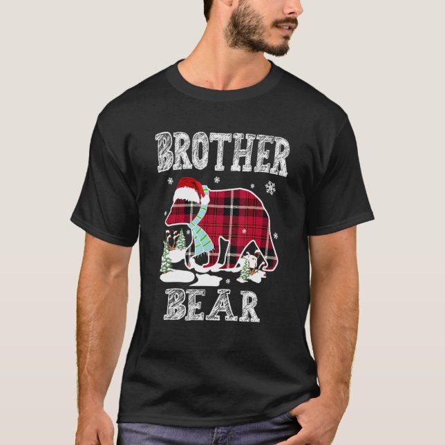 Brother Bear Red Buffalo Plaid Family Matching Xma T-Shirt (Front)