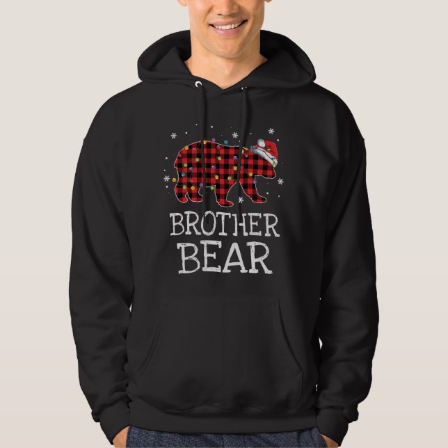 Brother Bear Red Plaid Christmas Pajama Family Gif Hoodie (Front)