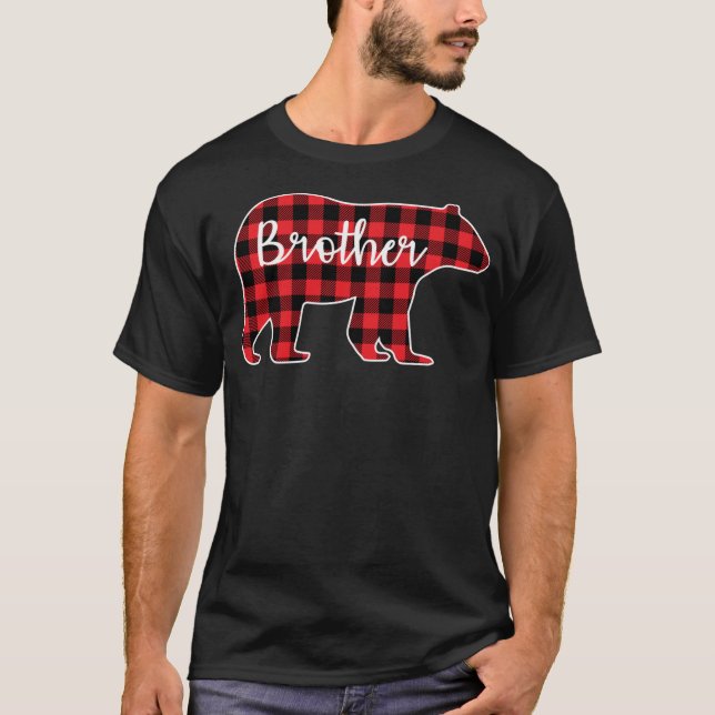 Brother Bear Red Plaid Design Family Matching Chri T-Shirt (Front)
