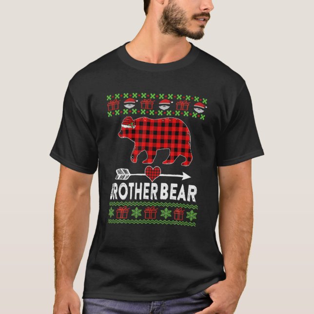 Brother Bear Santa Red Plaid Family Pyjamas For Ch T-Shirt (Front)