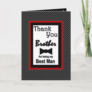 BROTHER Best Man Wedding Thank You with Bow Tie Card