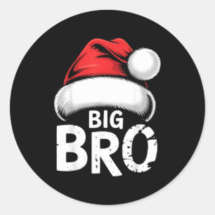 Brother Big Christmas Santa Family Matching Pajama Classic Round Sticker