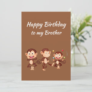 Brother Birthday as Silly Wonderful Monkeys Card