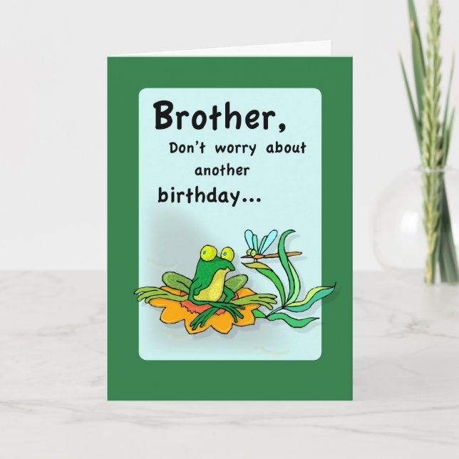 Brother Birthday, Frog Humor Card (Front)