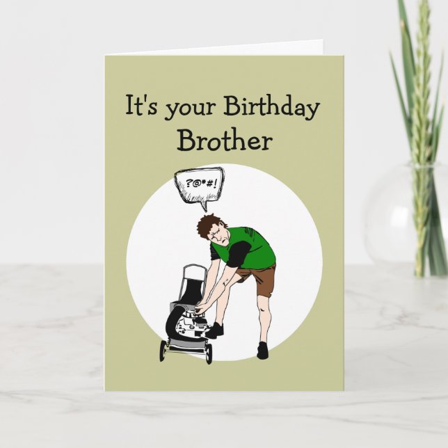Brother Birthday Funny Lawnmower Insult Card (Front)