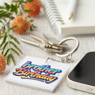 Brother Birthday Gift Colourful Rainbow Text Key Ring