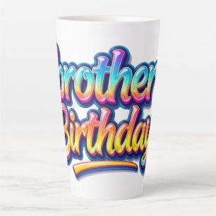 Brother Birthday Gift Colourful Rainbow Text Latte Mug