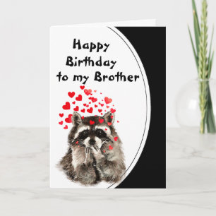 Brother Birthday Hugs & Kisses Racoon Animal Card