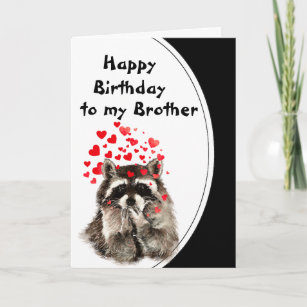 Brother Birthday Hugs & Kisses Racoon Animal Card