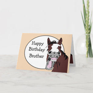 Brother Birthday Humour with Horse Cartoon  Card