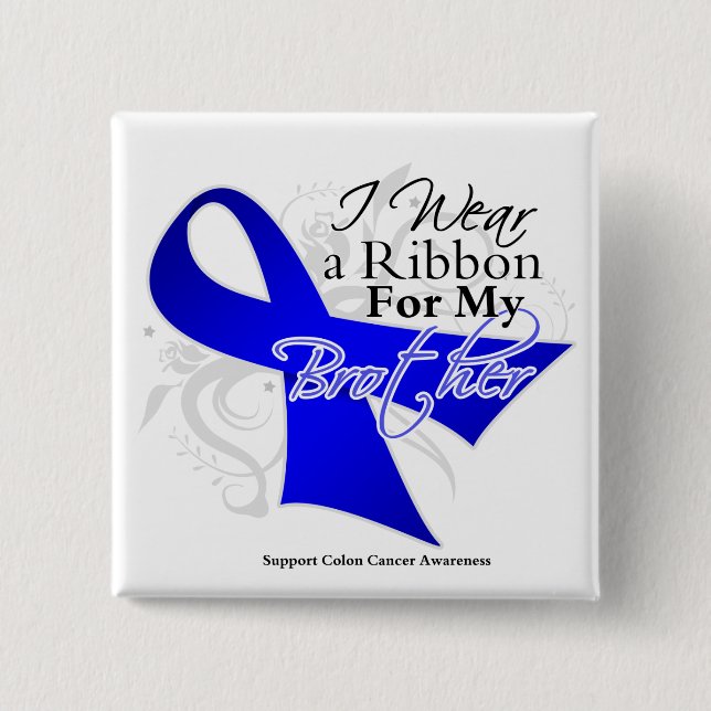 Brother Blue Ribbon - Colon Cancer 15 Cm Square Badge (Front)