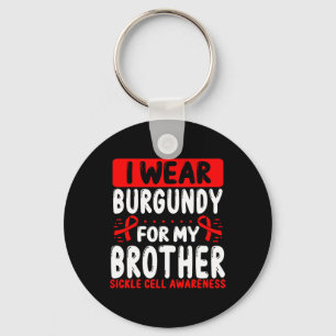 Brother Burgundy Ribbon Sibling Twin Sickle Cell A Key Ring