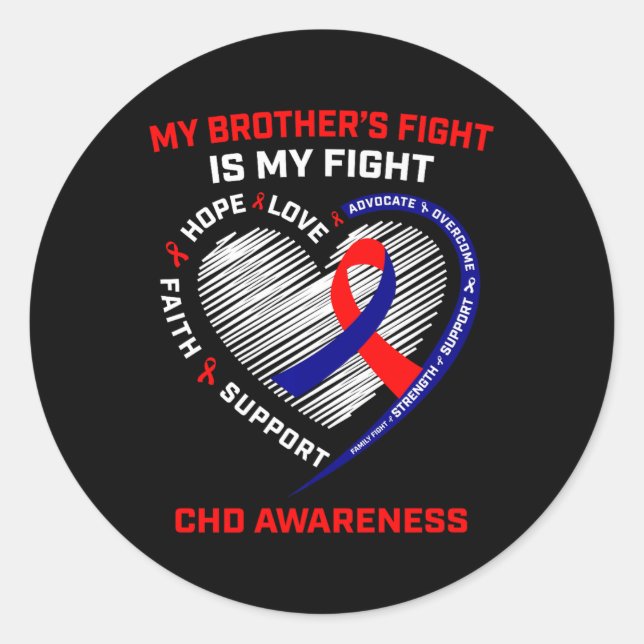 Brother Chd Awareness Month Heart Disease Graphic  Classic Round Sticker (Front)