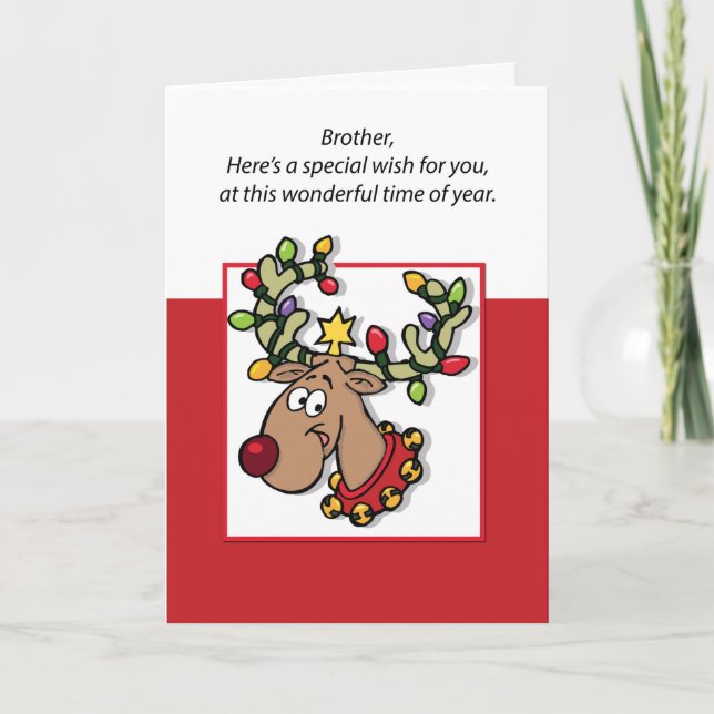 Brother Christmas Lights and Reindeer Card (Front)