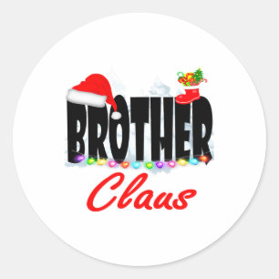 Brother Claus Christmas Santa Hat Matching Family Classic Round Sticker