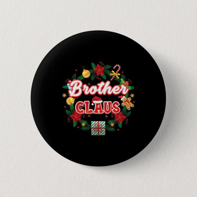 Brother Claus Christmas Santa Laurel Wreath Mistle 6 Cm Round Badge (Front)