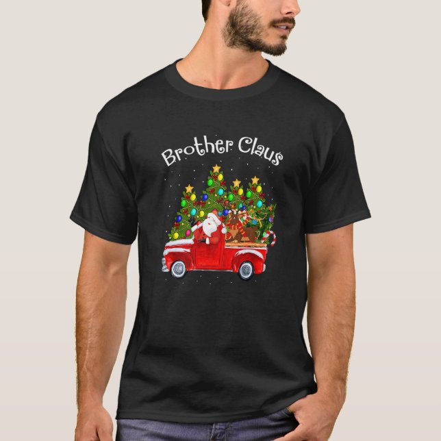 Brother Claus Riding Car Santa Pickup Reindeer & C T-Shirt (Front)