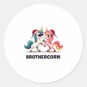 Brother-corn Unicorn Matching Family Pajama Christ Classic Round Sticker