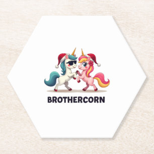 Brother-corn Unicorn Matching Family Pajama Christ Paper Coaster