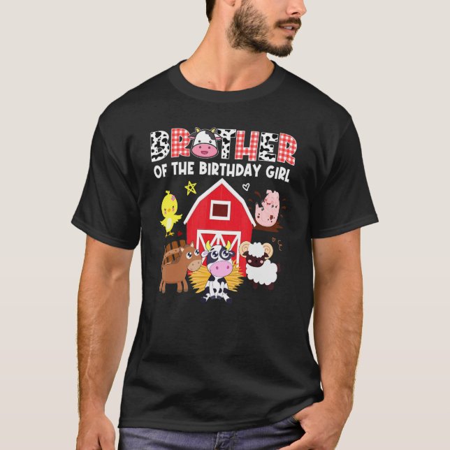 Brother Cow Farming Birthday Girl Barnyard Family  T-Shirt (Front)