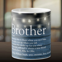 Brother Definition Blue Rustic Wood String Lights