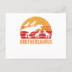 Brother Dinosaur 5 Kids Funny Big Little Gift Postcard