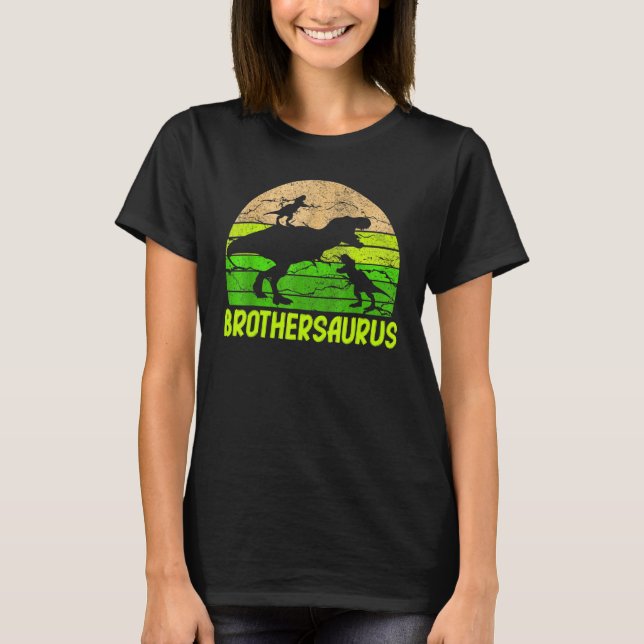 Brother Dinosaur Brothersaurus 2 Two Kids Christma T-Shirt (Front)
