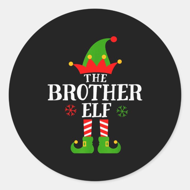 Brother Elf Funny Matching Family Group Christmas  Classic Round Sticker (Front)