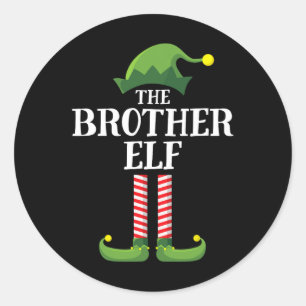 Brother Elf Matching Family Group Christmas Party Classic Round Sticker